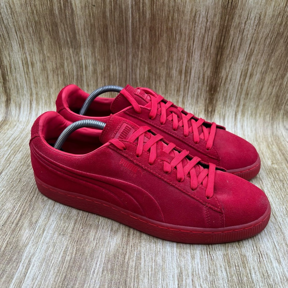 Puma Suede Emboss Sneakers Men's Size 10.5 Iced Red Low Top Shoes 361664-03